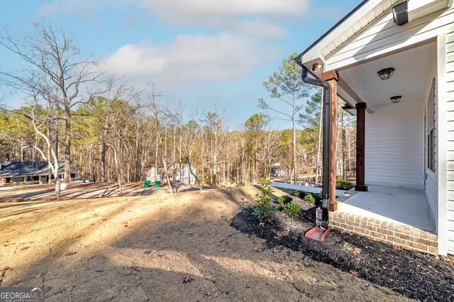 a view of a row of trees