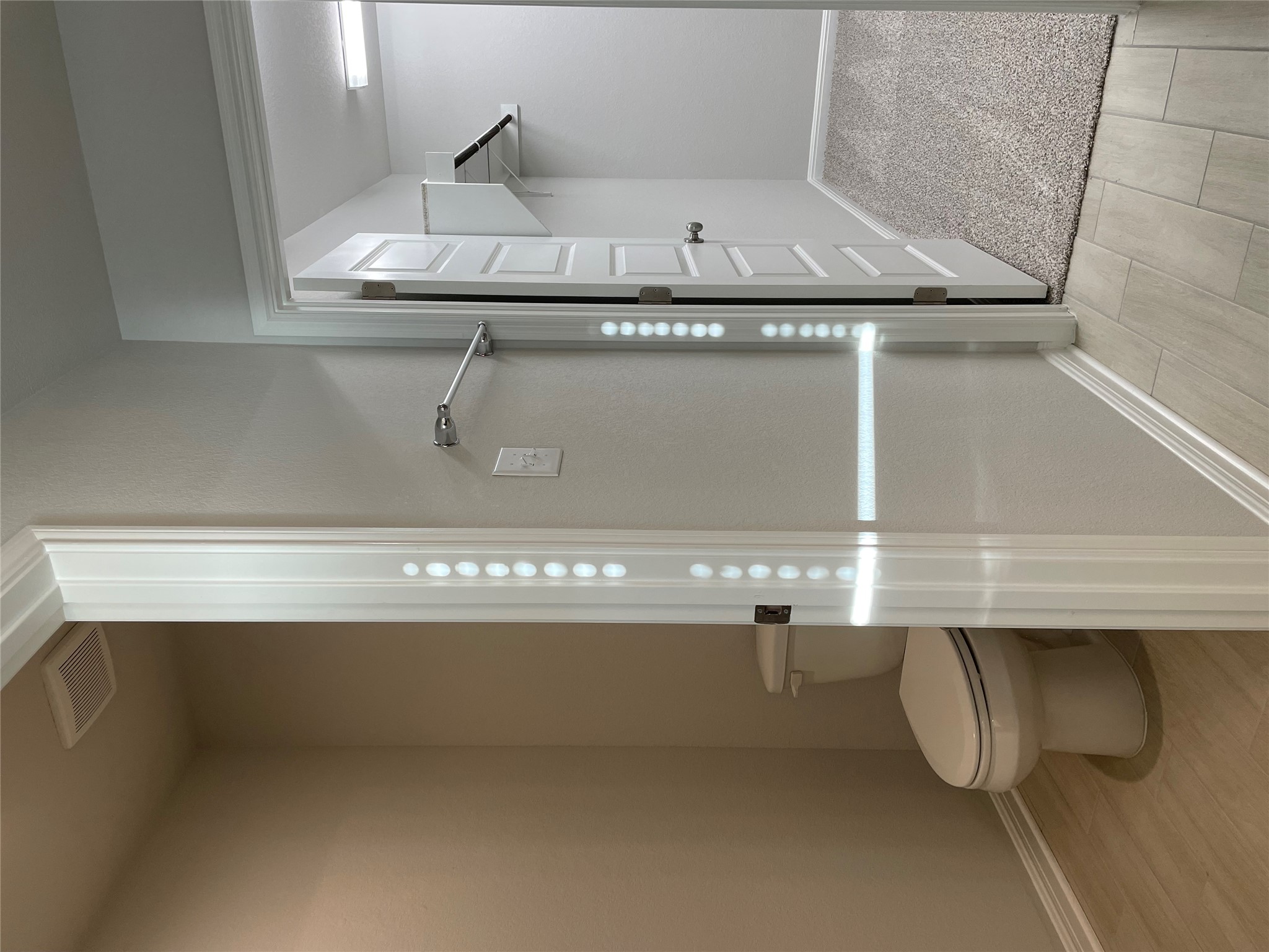 125 Old Stagecoach Road Jarrell, TX 76537 - Photo 24 of 31 a bathroom with a granite countertop toilet and a shower