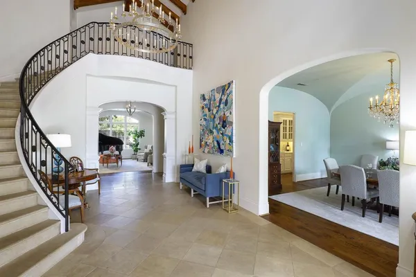 a view of livingroom with furniture and staircase