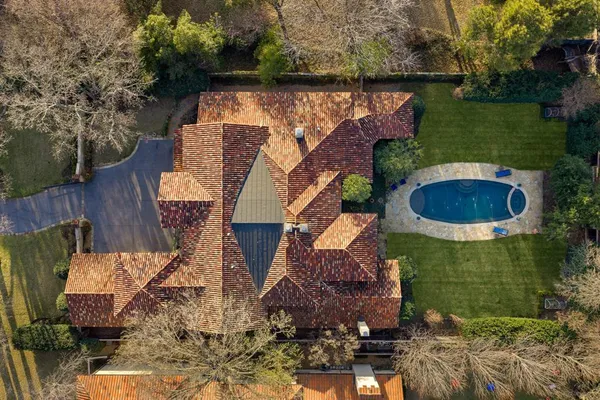 an aerial view of a house having outdoor space
