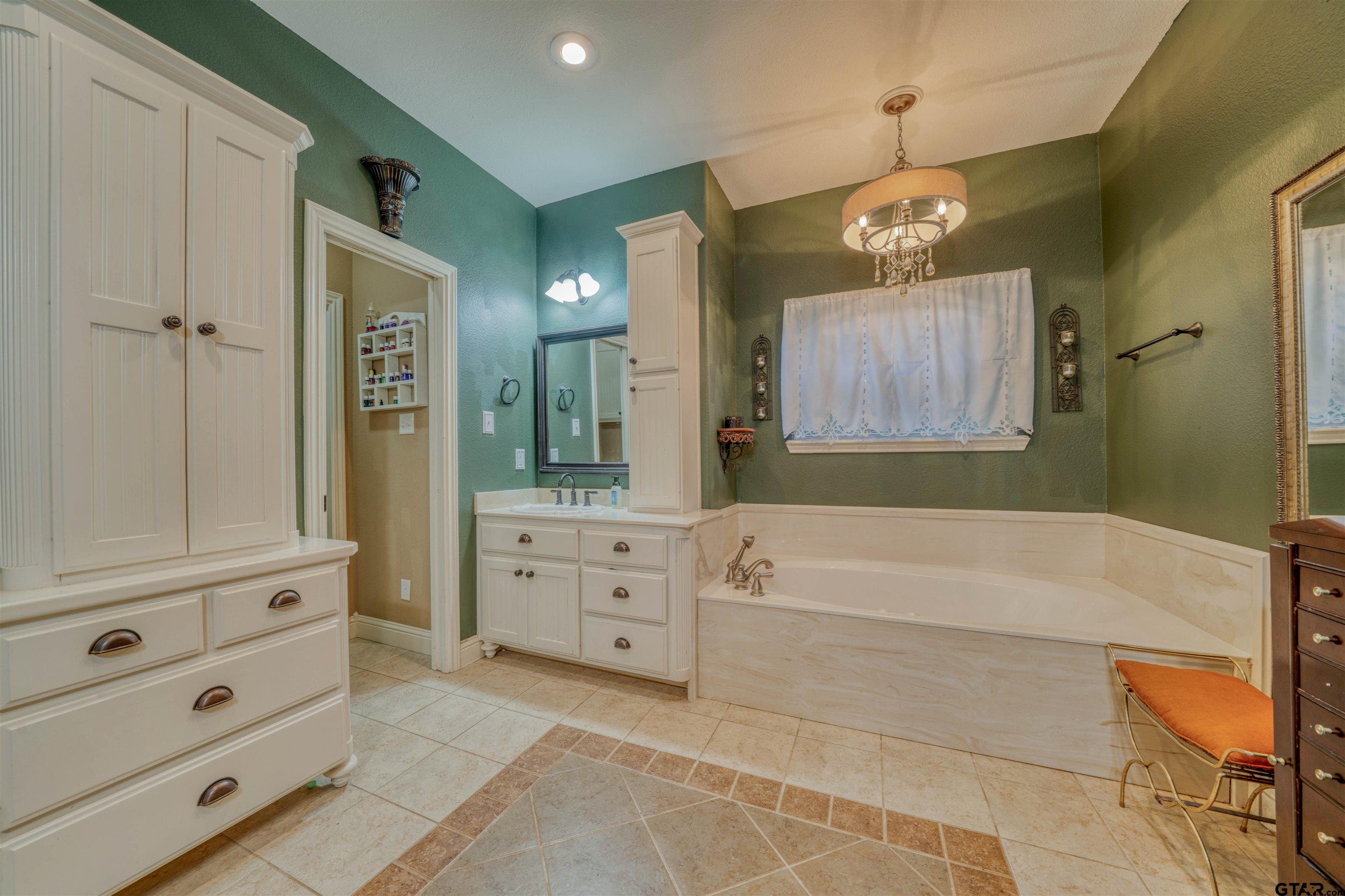 1776 Mustang Road Gilmer, TX 75645 - Photo 34 of 45 a spacious bathroom with a tub sink and mirror