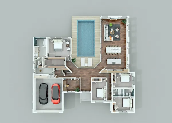 a view of living room with furniture and white cabinets