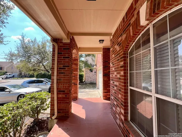 a front view of a building with a door