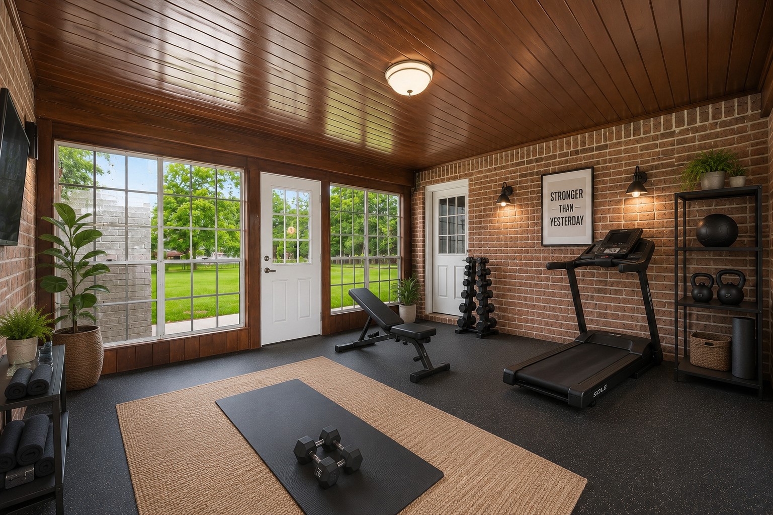 1004 Wagon Road Simonton, TX 77485 - Photo 26 of 40 This back porch is virtually staged as a mini-gym to show potential on how this room can be used.