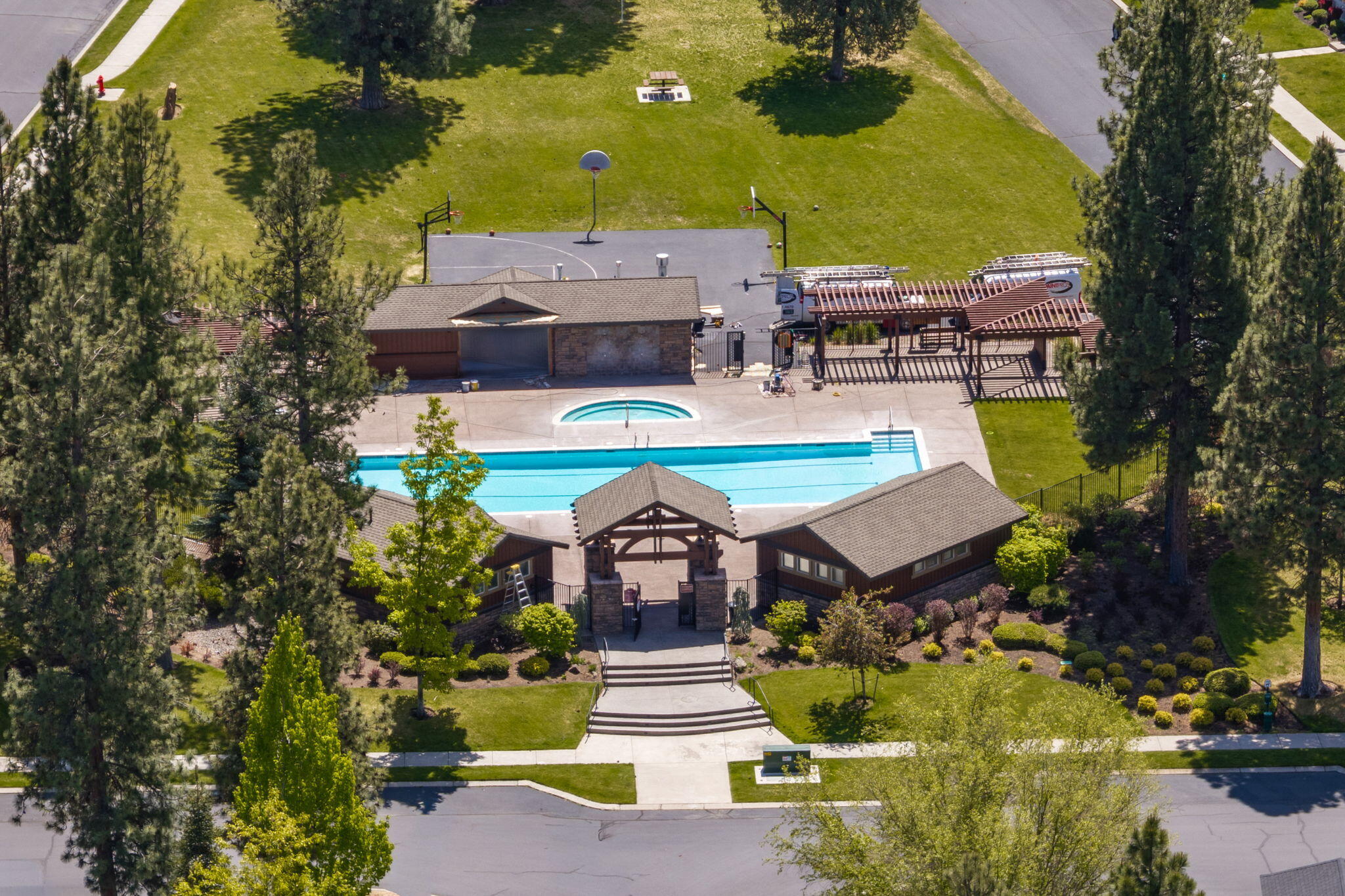19307 Blue Lake Loop Bend, OR 97702 - Photo 52 of 58 an aerial view of a house with swimming pool