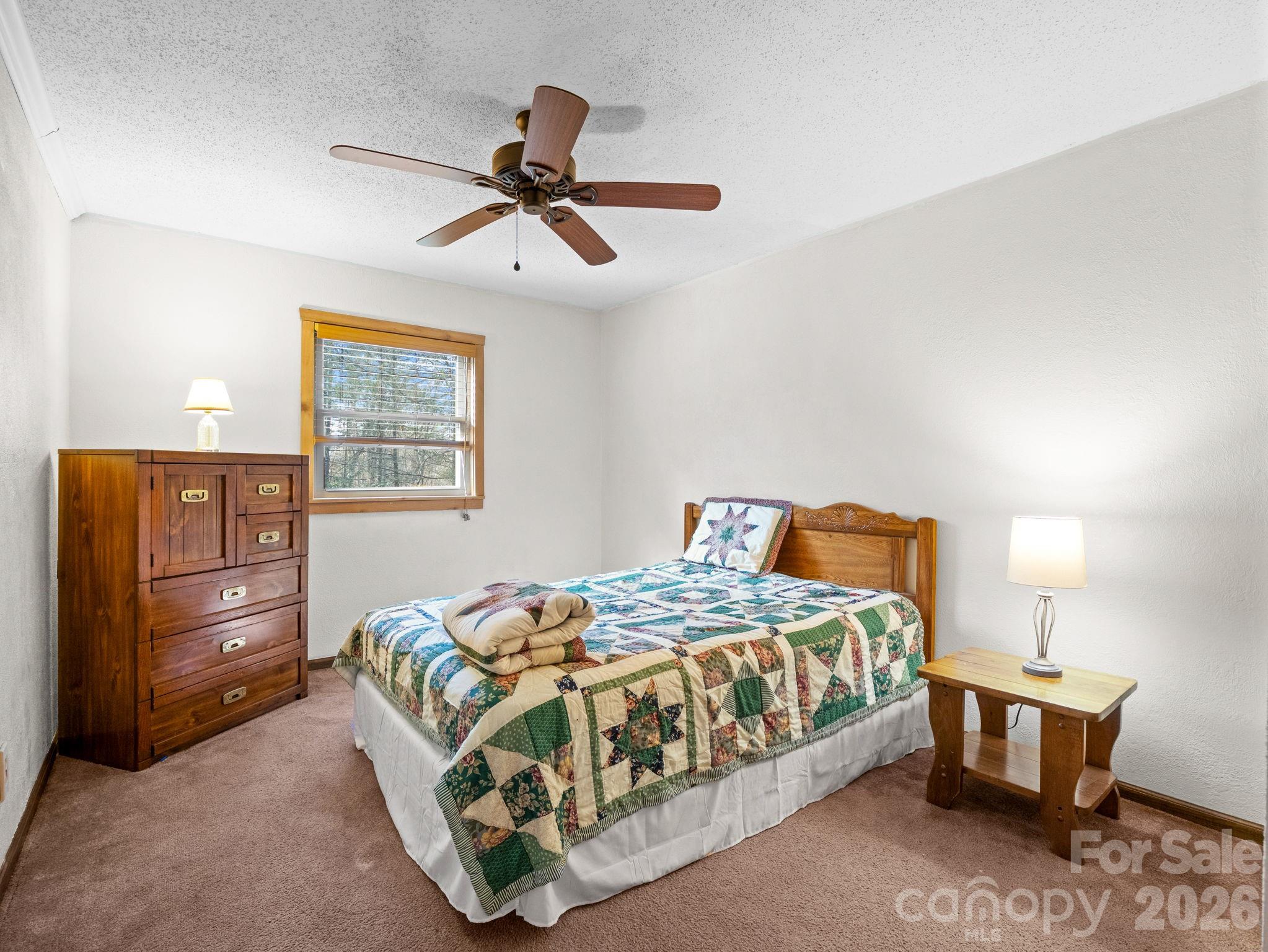111 Buckeye Road Lake Lure, NC 28746 - Photo 16 of 48 a bedroom with a bed and cabinet