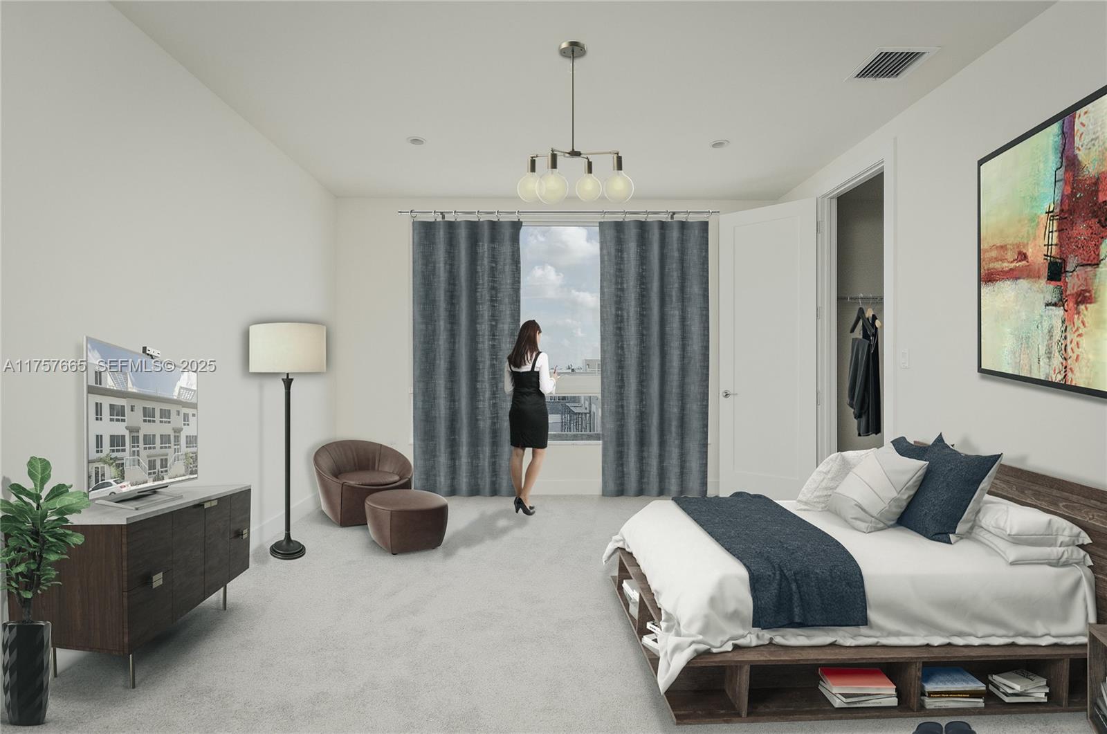 Doral Doral, FL 33178 - Photo 16 of 22 a spacious bedroom with a bed and a chandelier