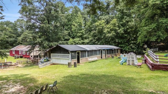 an outdoor space with garden view
