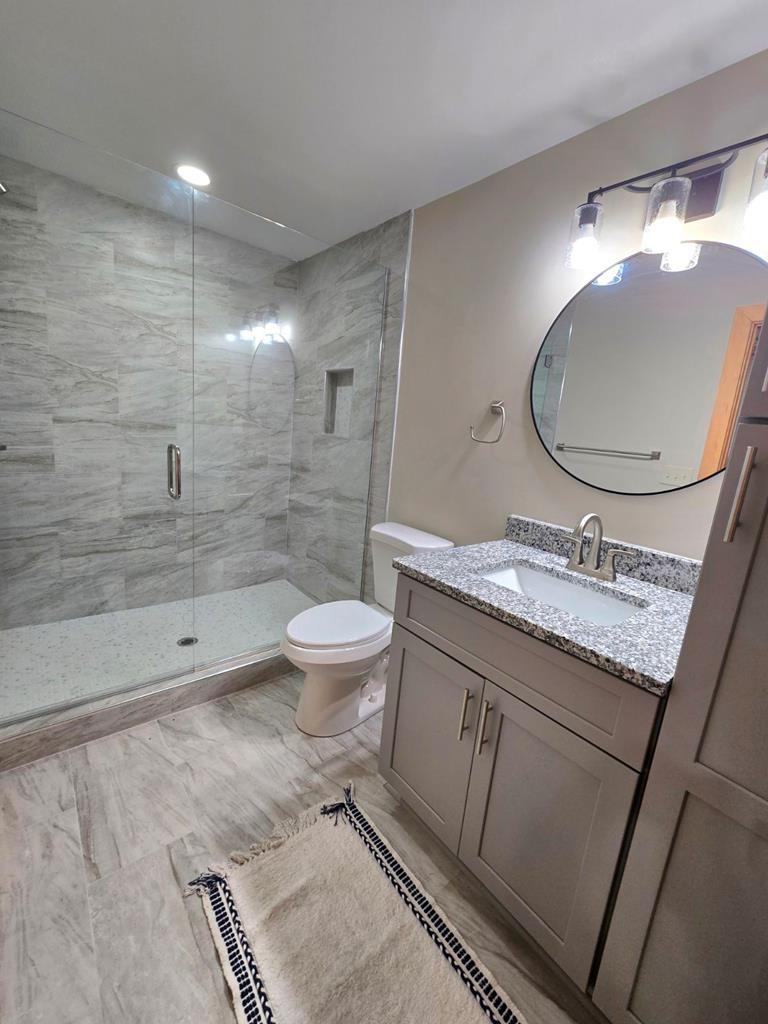 2417 Mobile Road McCaysville, GA 30555 - Photo 11 of 17 a bathroom with a granite countertop sink toilet and shower