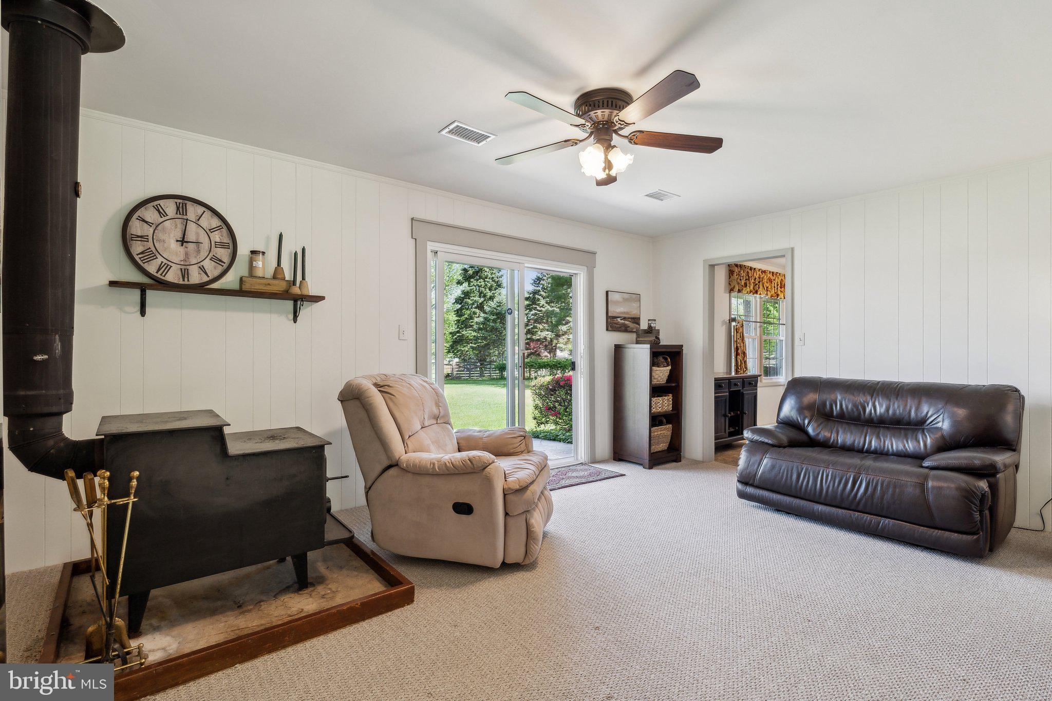Family Room w/wood burning stove..