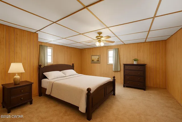 a bedroom with a bed and a closet