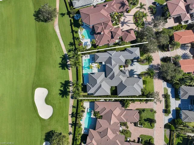 a view of a swimming pool with a garden and plants