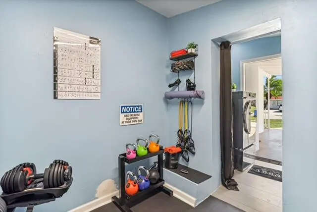 an outdoor space with seating