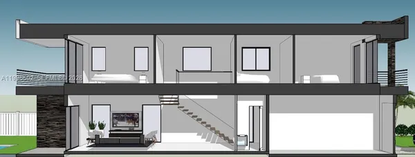 a view of a living room with a large window