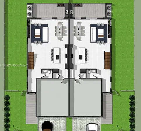 aerial view of a house with a yard