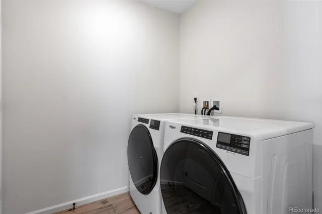 a view of a bench in front of building