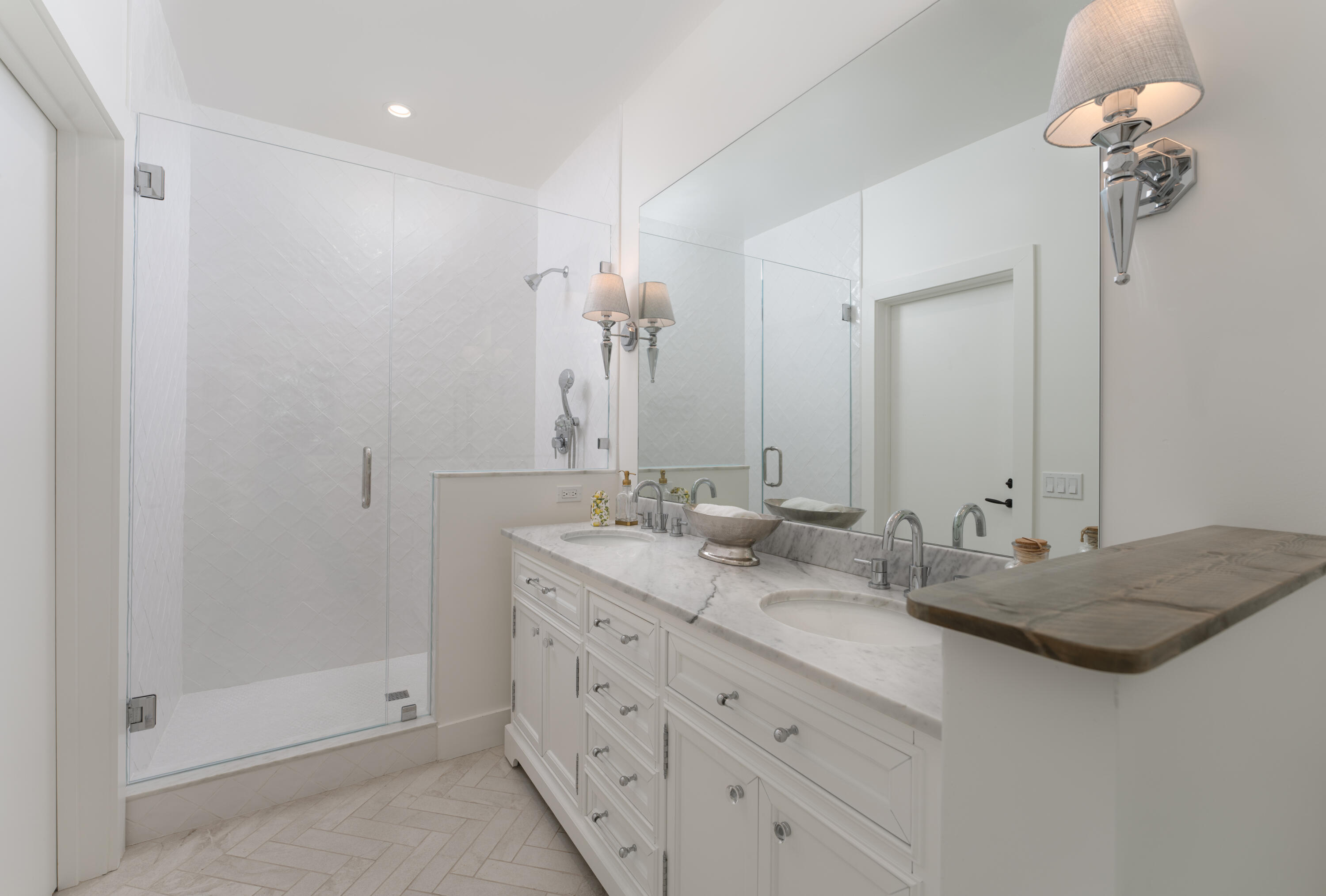 1568 Franceschi Road Santa Barbara, CA 93103 - Photo 13 of 17 a bathroom with double sink and a mirror