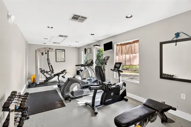 a view of a room with gym equipment