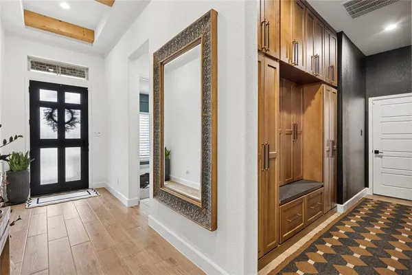 a view of hallway with front door