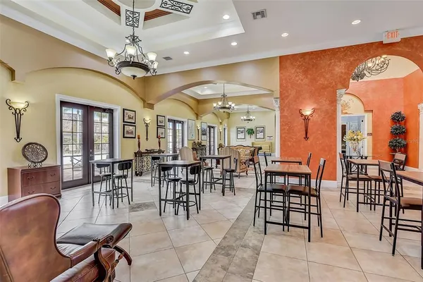 a view of outdoor space with swimming pool and lake view