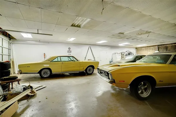 a view of a car in garage