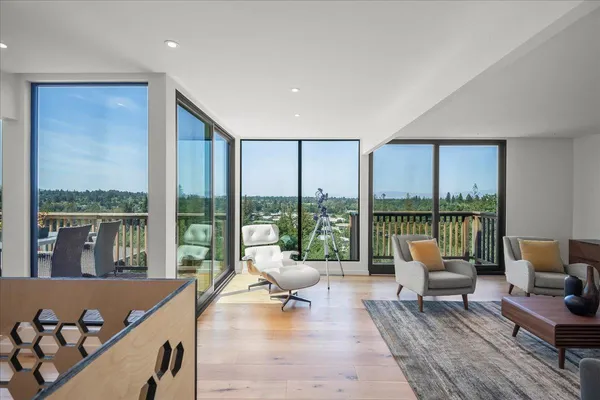 a balcony with an outdoor space