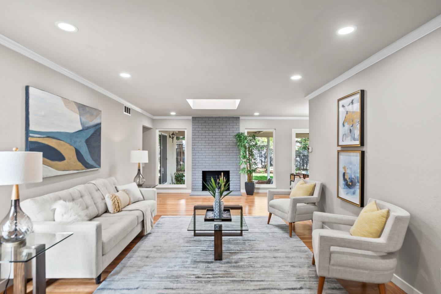 1001 Valley Forge Drive Sunnyvale, CA 94087 - Photo 3 of 24 a living room with furniture and a fireplace