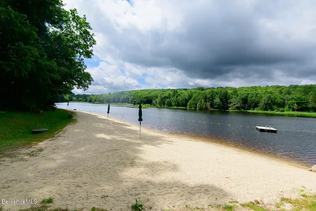 a view of a lake from a yard