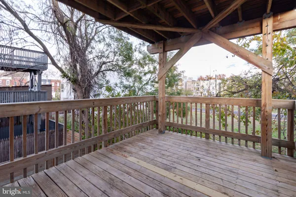 a view of a wooden deck