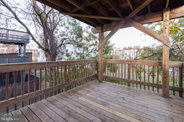 a view of a wooden deck