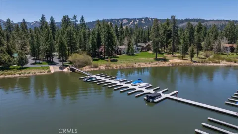 a view of a lake with a mountain in the background