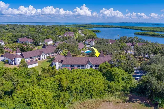 a view of a yard with a table and a fire pit