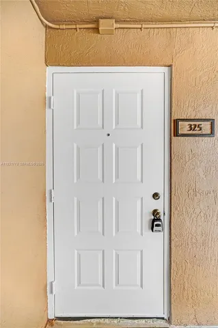 a view of wooden door