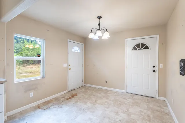 a view of a livingroom with a window