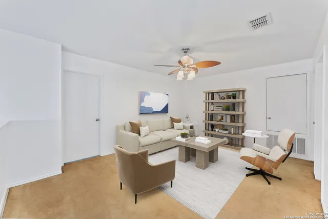 a living room with furniture