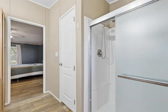 a view of a bedroom from hallway