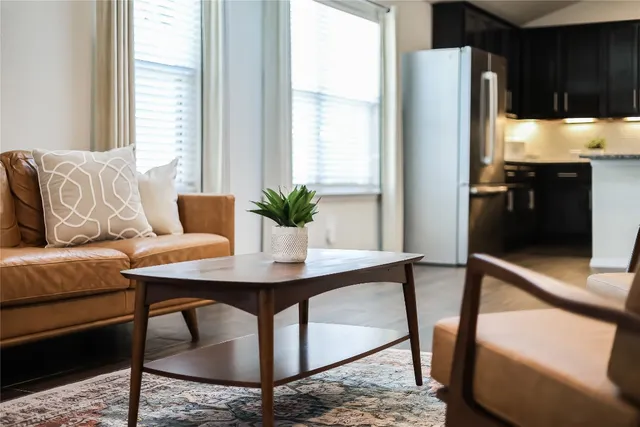 a living room with furniture