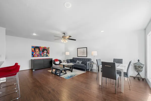 a living room with furniture