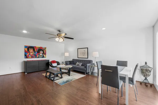 a living room with furniture