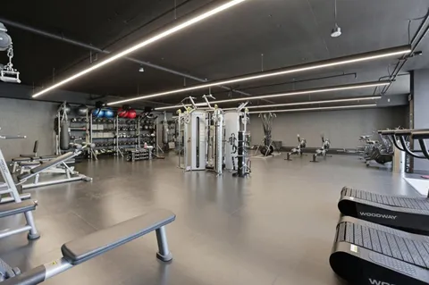 a view of a room with gym equipment