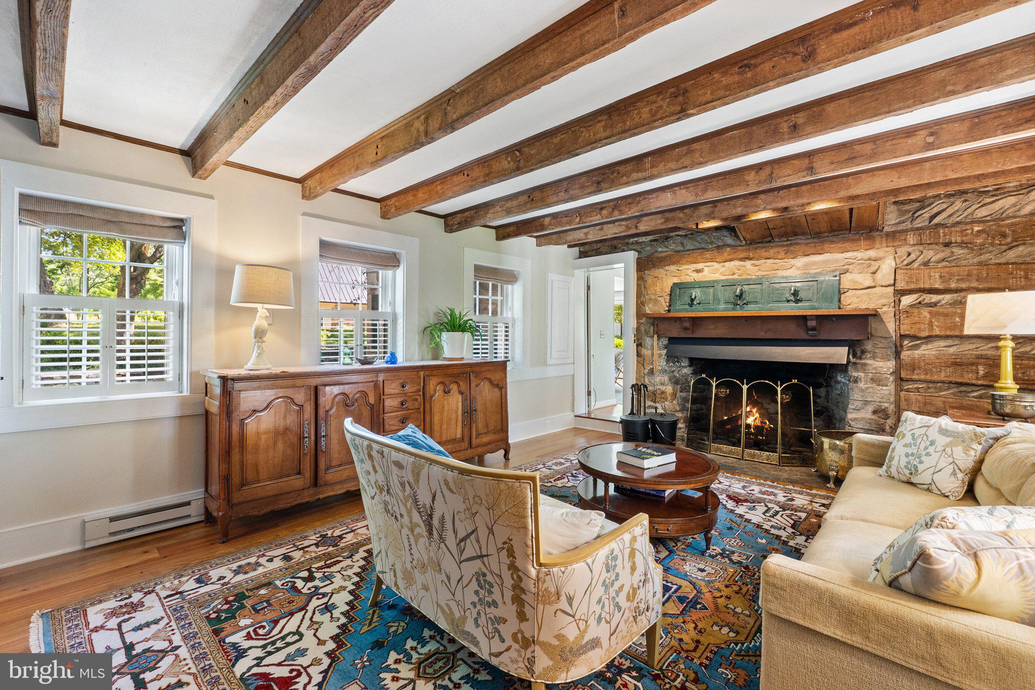 21056 Beaverdam Bridge Road Middleburg, VA 20117 - Photo 25 of 109 Living Room, Fireplace Exposed Beams
