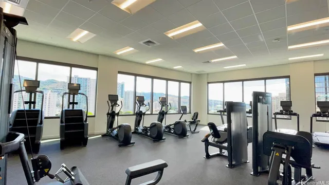 a view of a room with gym equipment