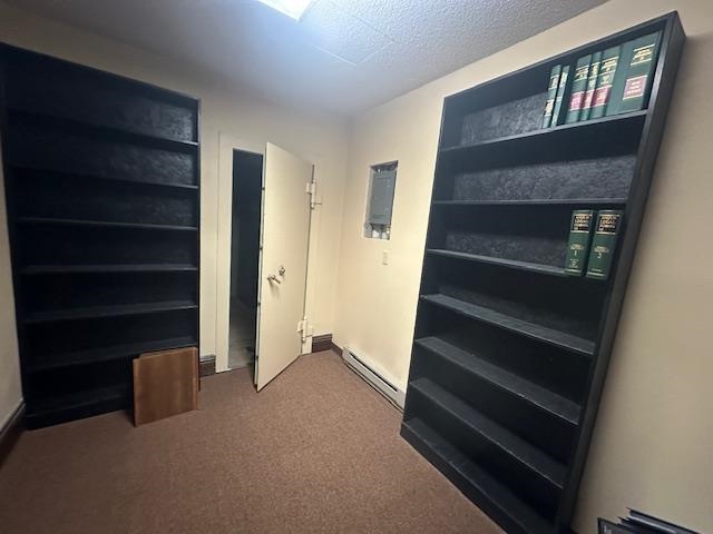 301 Chestnut Street Virginia, MN 55792 - Photo 20 of 31 Hallway featuring carpet flooring, a baseboard radiator, and a textured ceiling
