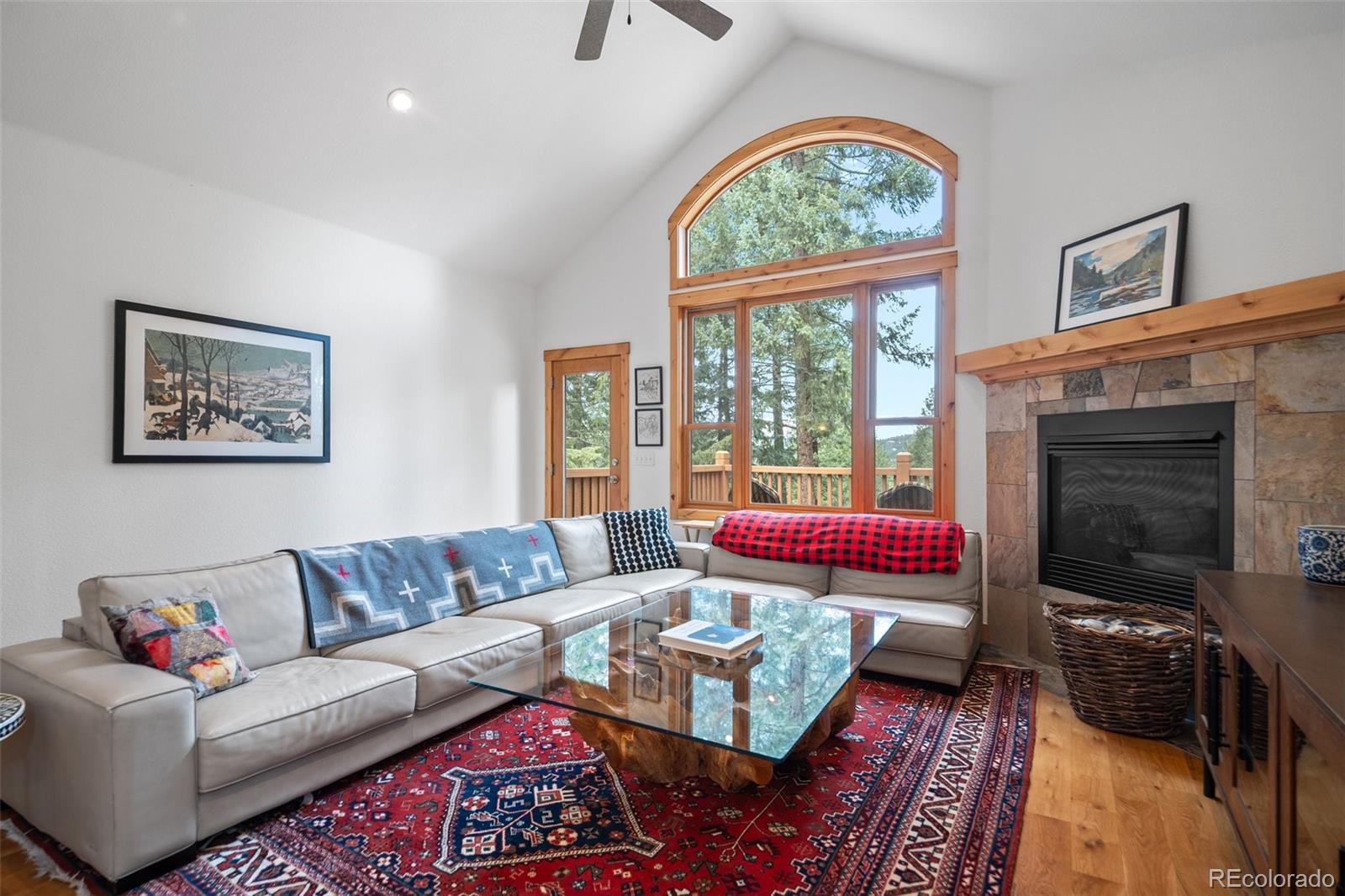 27711 Moffat Road Evergreen, CO 80439 - Photo 7 of 30 a living room with furniture and a fireplace