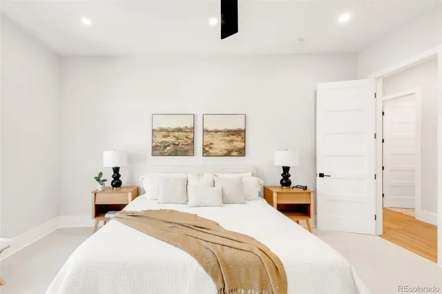 a view of a hallway with a potted plant