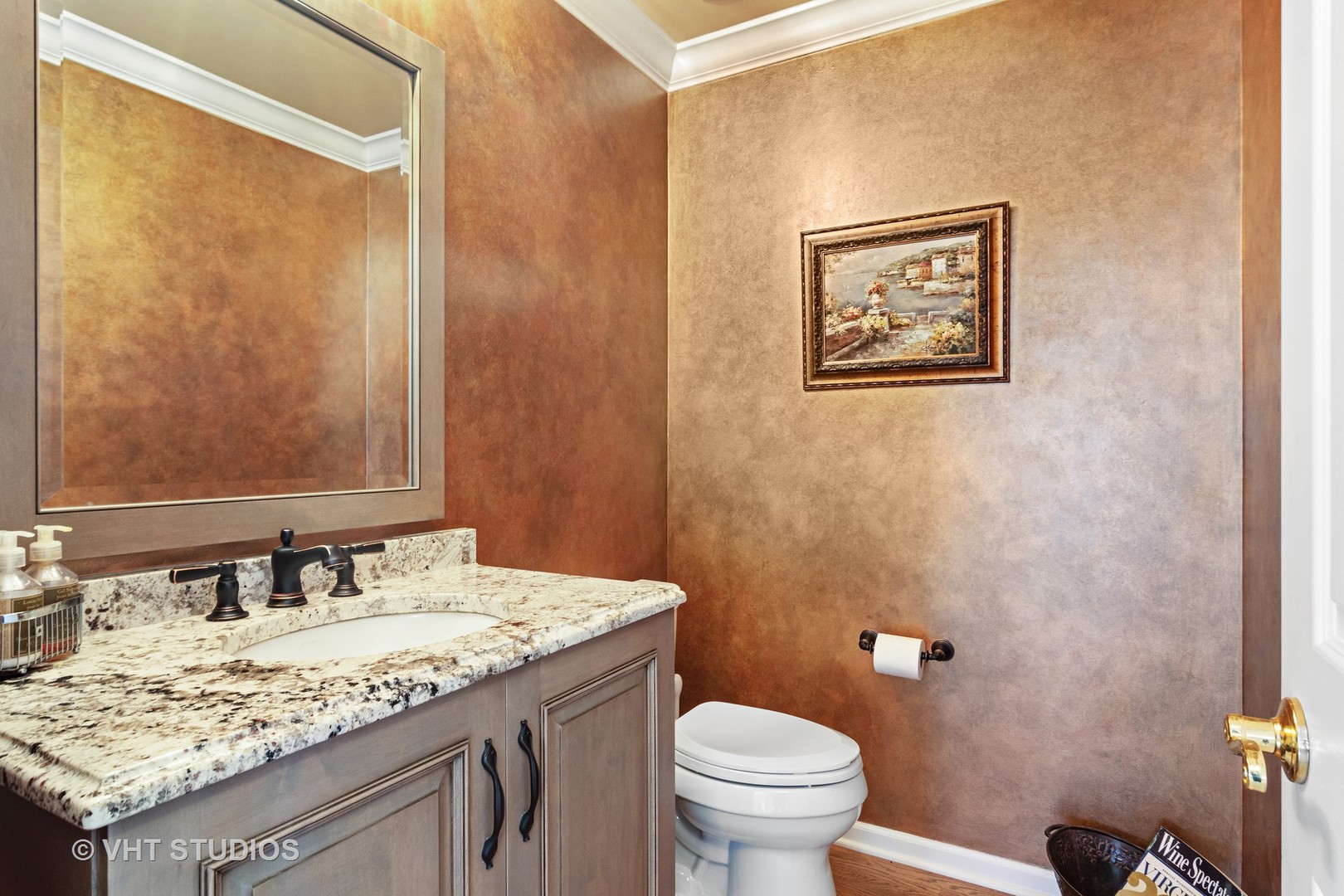 129 Knockderry Lane Inverness, IL 60067 - Photo 24 of 34 a bathroom with a granite countertop sink and a mirror