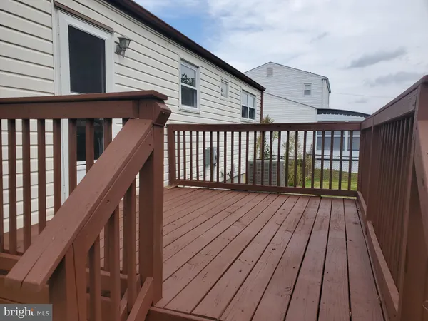 a view of wooden balcony