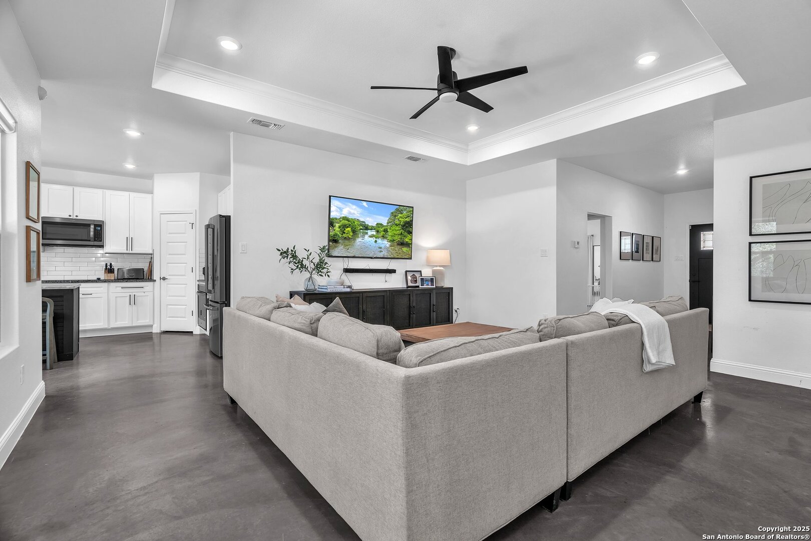 348 Fawn Drive Spring Branch, TX 78070 - Photo 14 of 50 a living room with furniture and kitchen view