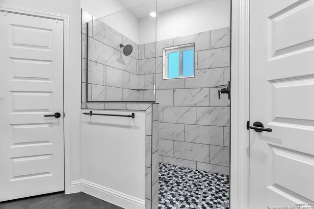 a bathroom with a shower