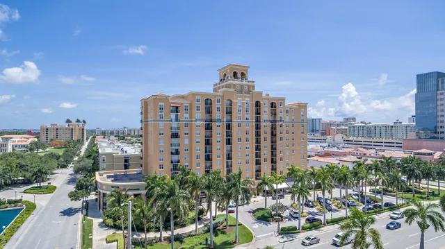a view of a city with tall buildings
